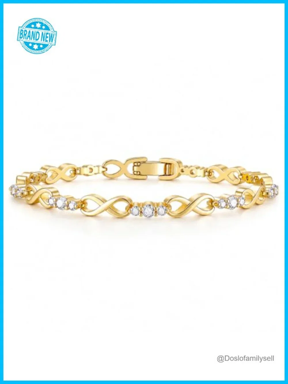 14K Gold Plated Heart Cubic Zirconia Tennis Bracelet, Dainty Adjustable